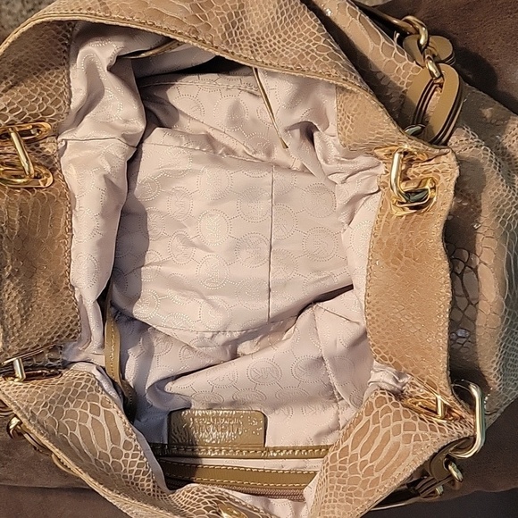 Vtg MICHAEL KORS 1990s Tan Snakeskin Slouchy Hobo Bag AP-1012 - Picture 8 of 14